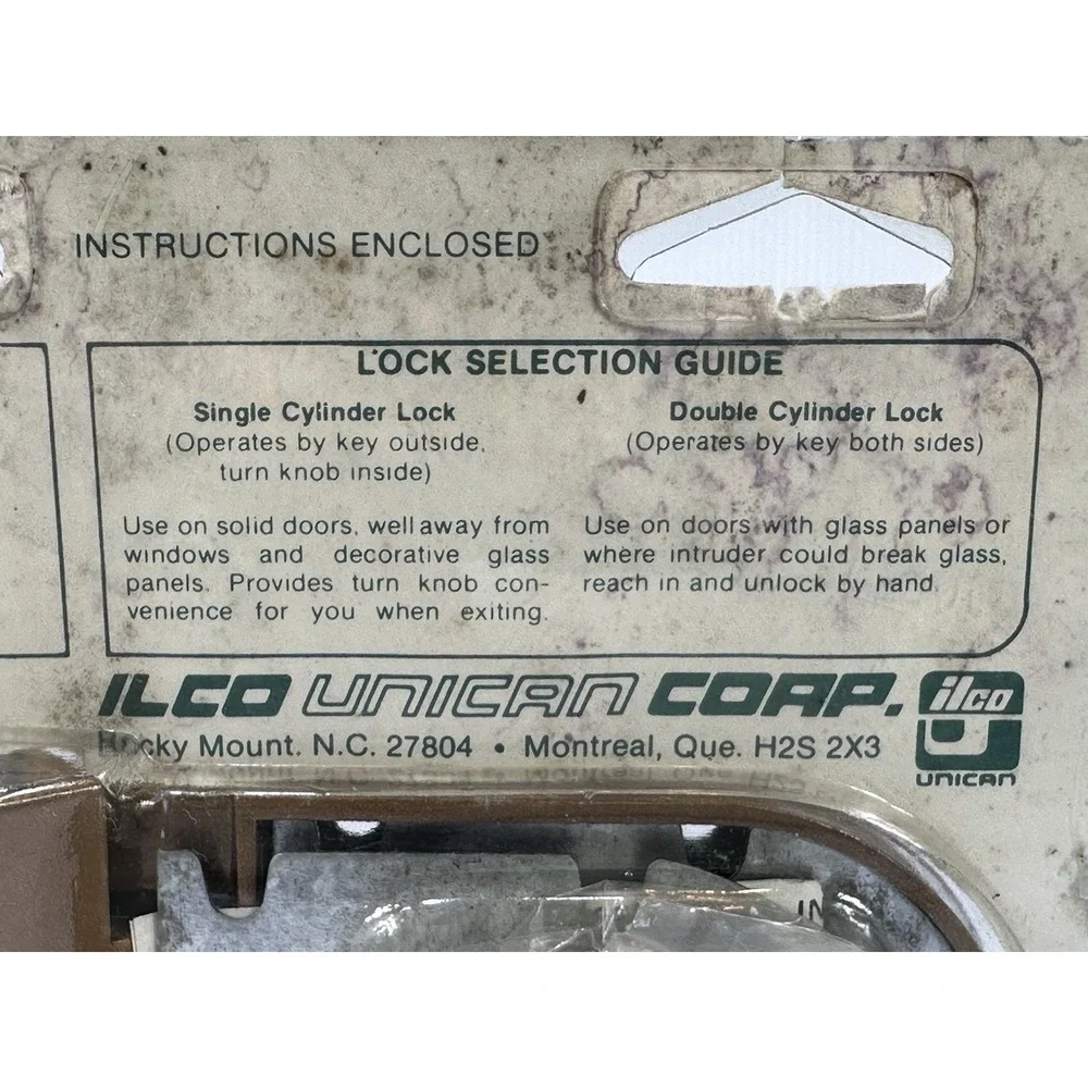VTG Ilco JimmyProof Dead Bolt Lock 530-53-51 Single Cylinder NOS Bronze Finish